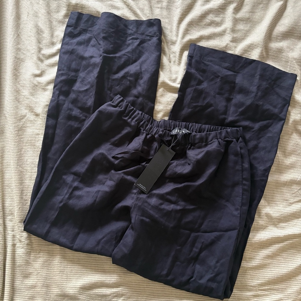 NWT New Lioness Idyllic Linen Cotton Low-Rise Straight Leg Pull On Pants Small - Picture 3 of 6